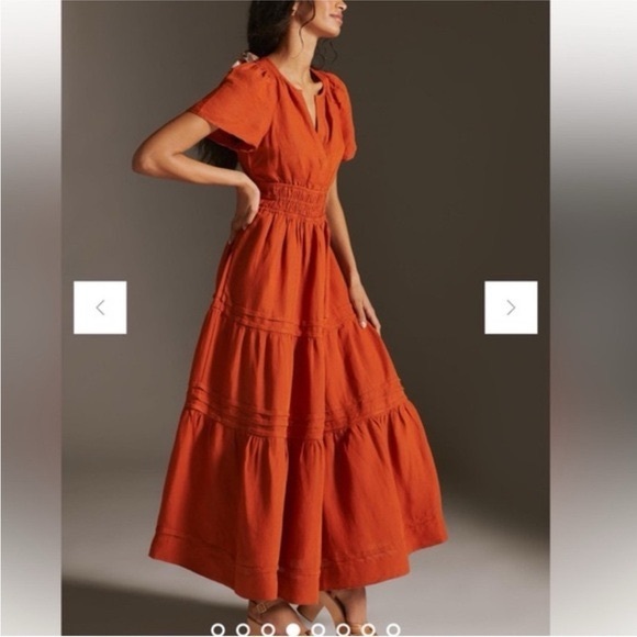 Somerset maxi orange linen dress - Picture 2 of 3